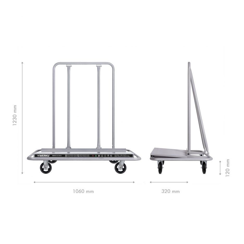 UDS. CARRO PLATAFORMA PORTA PANELES-PLACAS / 1060 X 320 MM / 900KG