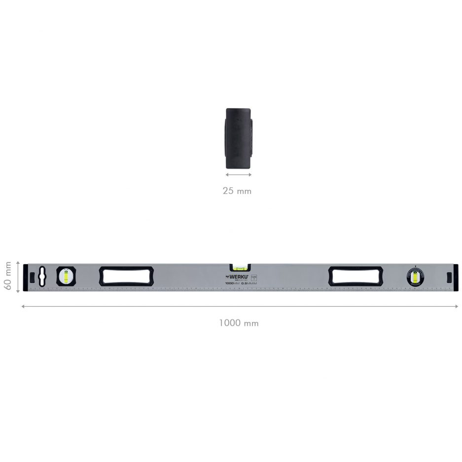 UDS. NIVEL RECTANGULAR WERKU IMANTADO / ALUM / 1000 MM