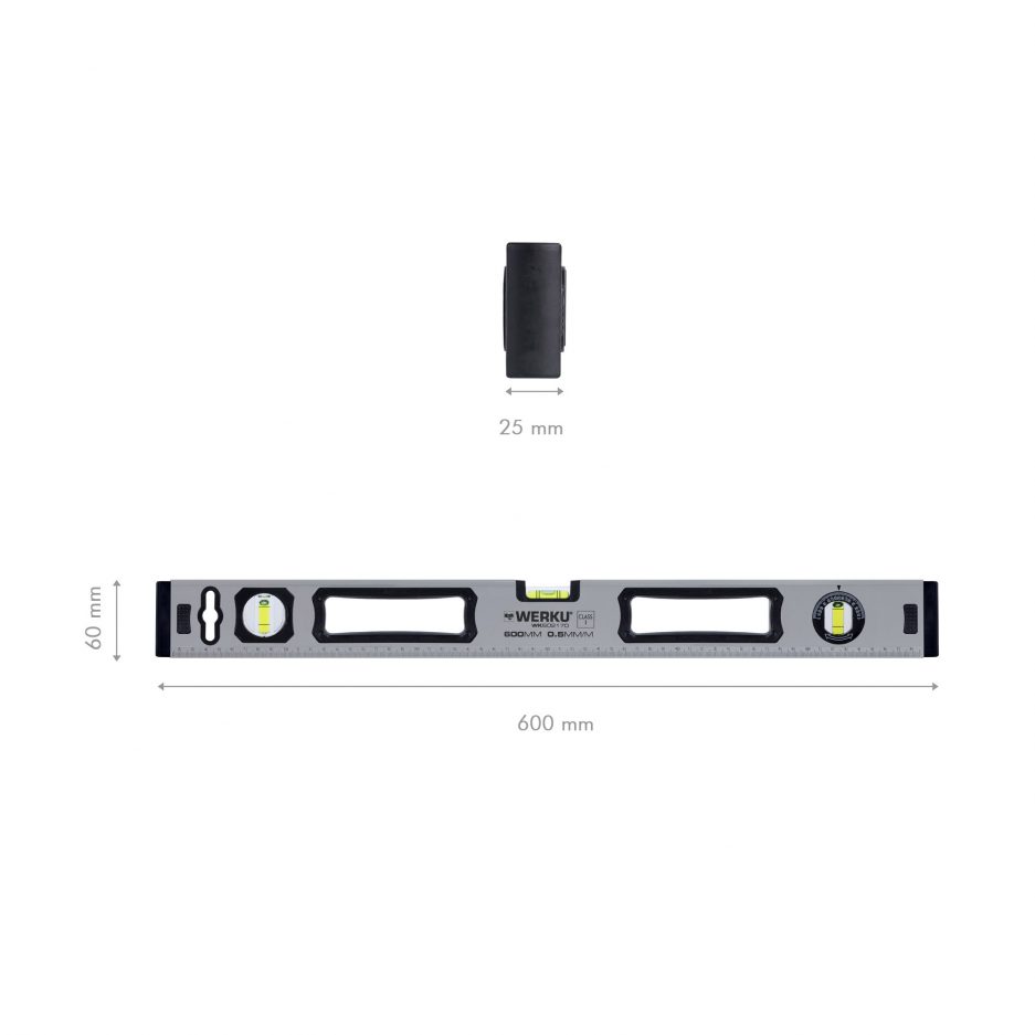 UDS. NIVEL RECTANGULAR WERKU IMANTADO / ALUM / 600 MM