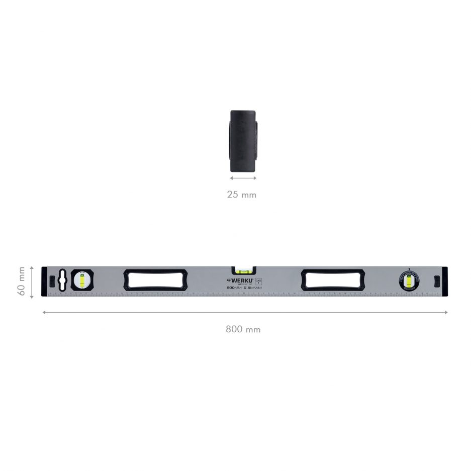 UDS. NIVEL RECTANGULAR WERKU IMANTADO / ALUM / 800 MM