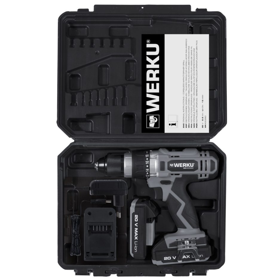 UDS. TALADRO ATORNILLADOR - PERCUTOR INALAMBRICO WERKU / 13 MM / 20 V