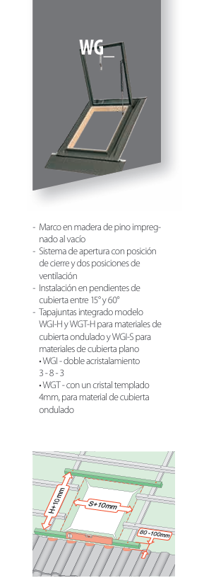 UDS. CLARABOYA DE TEJADO FAKRO WGI-S (46CMX550 CM.) DOBLE ACRISTALADO