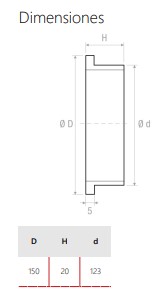 UDS. REJILLA CIRCULAR TAE GCAM 125 ALUMINIO RAL 9006