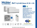 CONJUNTO 2X1 SPLIT PARED HAIER GEOS 35 + 25 R Plus Wifi 3,5kW + 2,5kW (SALON Y HABITACION)
