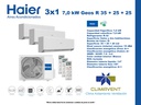 CONJUNTO 3X1 SPLIT PARED HAIER GEOS 35 + 25 + 25 R Plus Wifi 3,5kW + 2,5kW + 2,5kW (SALON Y 2 HABITACIONES)