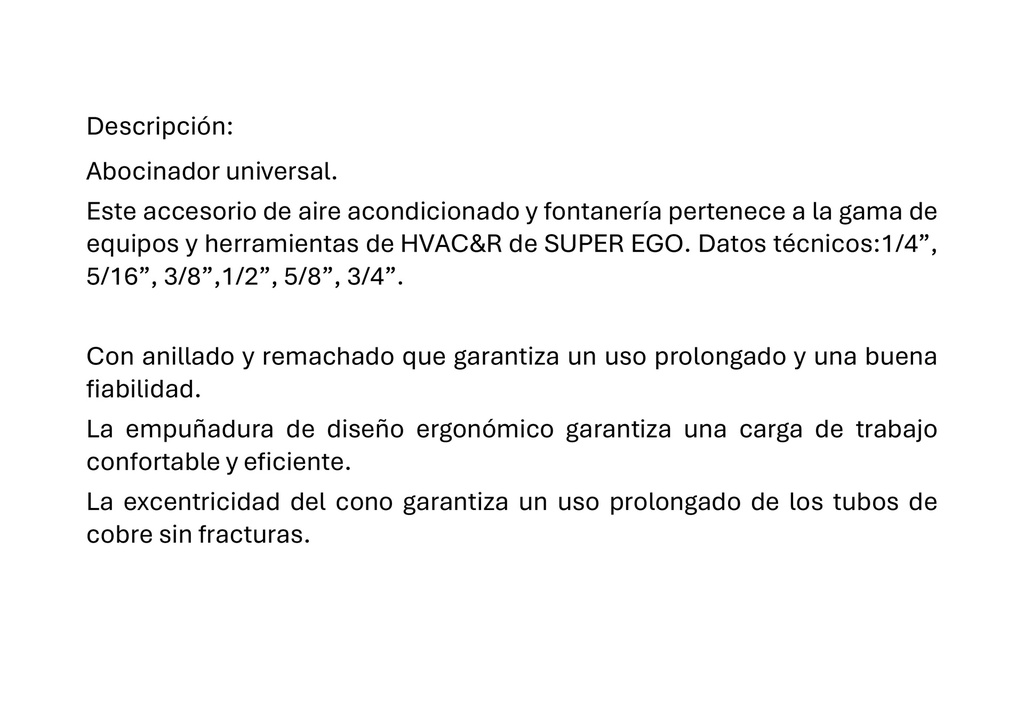 ABOCINADOR EXCENTR.1/4"- 3/4" SEGO FLRN