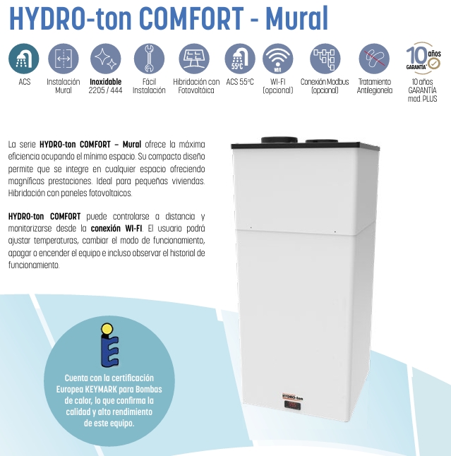 AEROTERMIA ACS HYDRO-ton COMFORT MURAL MONOBLOCK MITSUBISHI HEAVY MODELO COM 130