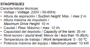 UDS. BOMBA DE CONDENSADO STAG PEQUE 2 220V/50-60HZ 10KW. REF. 4007632