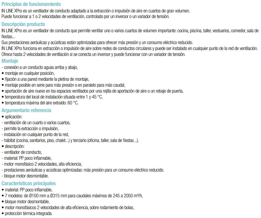 UDS. VENTILADOR CONDUCTO IN LINE XPRO 150