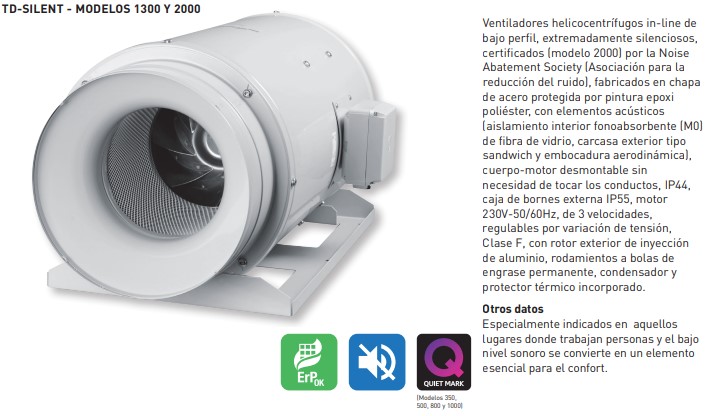 UDS. VENTILADOR CONDUCTO TD-1300/250 SILENT 3V