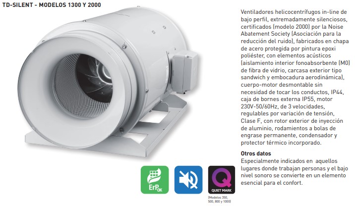UDS. VENTILADOR CONDUCTO TD-2000/315 SILENT 3V