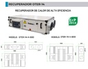 UDS.RECUPERADOR OTER-14-H  1500 m3/h / 305 Pa