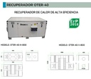 UDS.RECUPERADOR OTER-40-H  4000 m3/h / 1020 Pa
