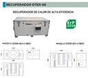 UDS.RECUPERADOR OTER-60-H  6000 M3/H / 580 Pa