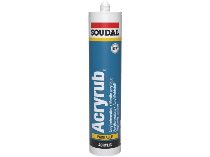 UDS. CARTUCHO MASILLA ACRILICA PINTABLE SOUDAL ACRYRUB N BLANCO (300 ml)