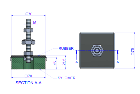 UDS. AMORTIGUADOR AMC Soporte TSR 110 (marrón) + Kit Niv. M10x90 (25-45Kg)