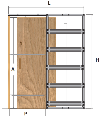 EASY KIT ESTRUCTURA PUERTA CORREDERA KRIKET PARA PLADUR 700X2040X100 MM.
