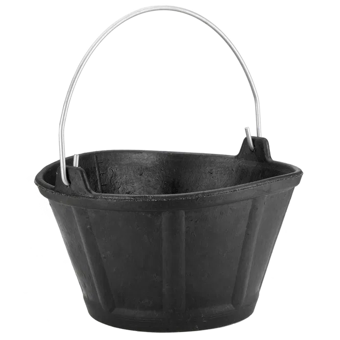 Cubo de caucho italiano 10 litros asa metálica negro 