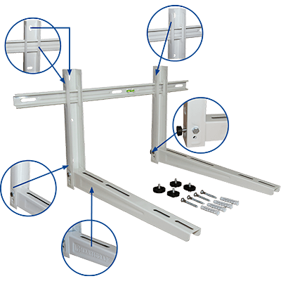 [SOALKIT400460] UDS. KIT SOPORTE ACERO LACADO + PERFIL PARA AIRE ACONDICIONADO 400X460 MM.