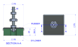 [AMCTSR850KITNIV] UDS. AMORTIGUADOR AMC Soporte TSR 850 (azul) + Kit Niv. M12x100 (150-250Kg)