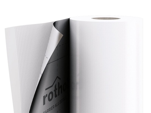 [PQBARALU1500] ROLLO (75 M2.) LAMINA IMPERMEABLE PANTALLA AL VAPOR Y ANTI-RADON ROTHOBLAAS BARRIER ALU NET 1500 -  (200 gr/m2 - 1,5X50M - Clasificación al fuego B,s1-d0)