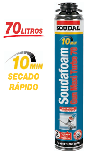 [SOUDAFOAMGM70] UDS. BOTE ESPUMA POLIURETANO SOUDAFOAM GUN MAXI TURBO 70 PARA PISTOLA (870 ml)