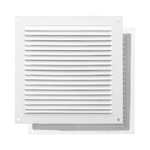 [02530045] Rejilla Ventilación Aluminio Con Mosquitera Atornillable 200 x 200 mm. Color Blanco